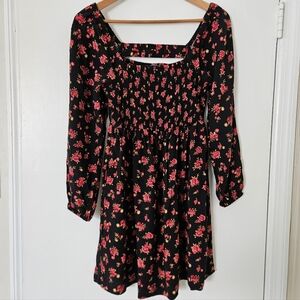 Old Navy Dress M Mini Cottagecore Floral Milkmaid Romantic Smocked Boho Prairie